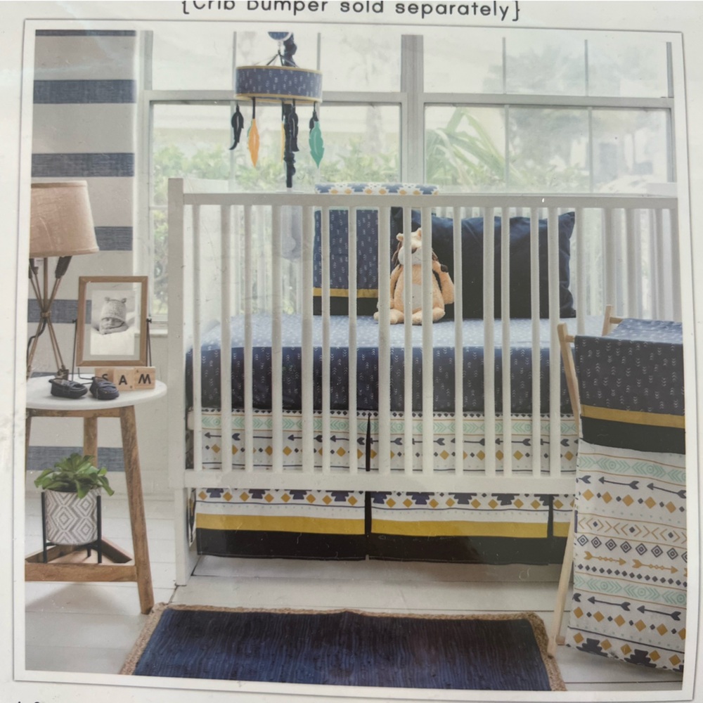 3 Piece Crib Bedding Set Desert Sky Collection Blue & White NWT Southwestern Set